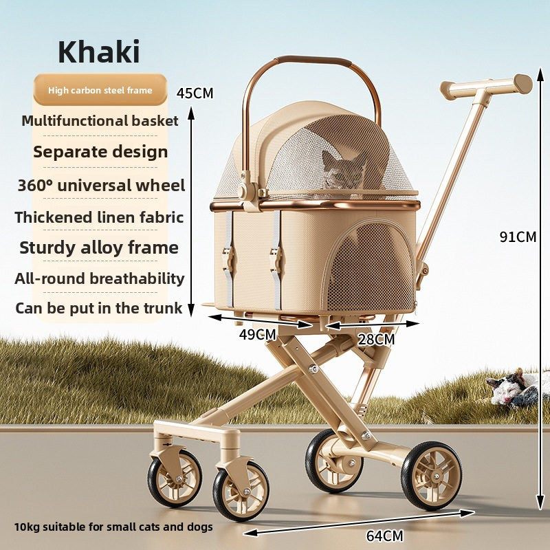 Foldable Detachable Pet Stroller