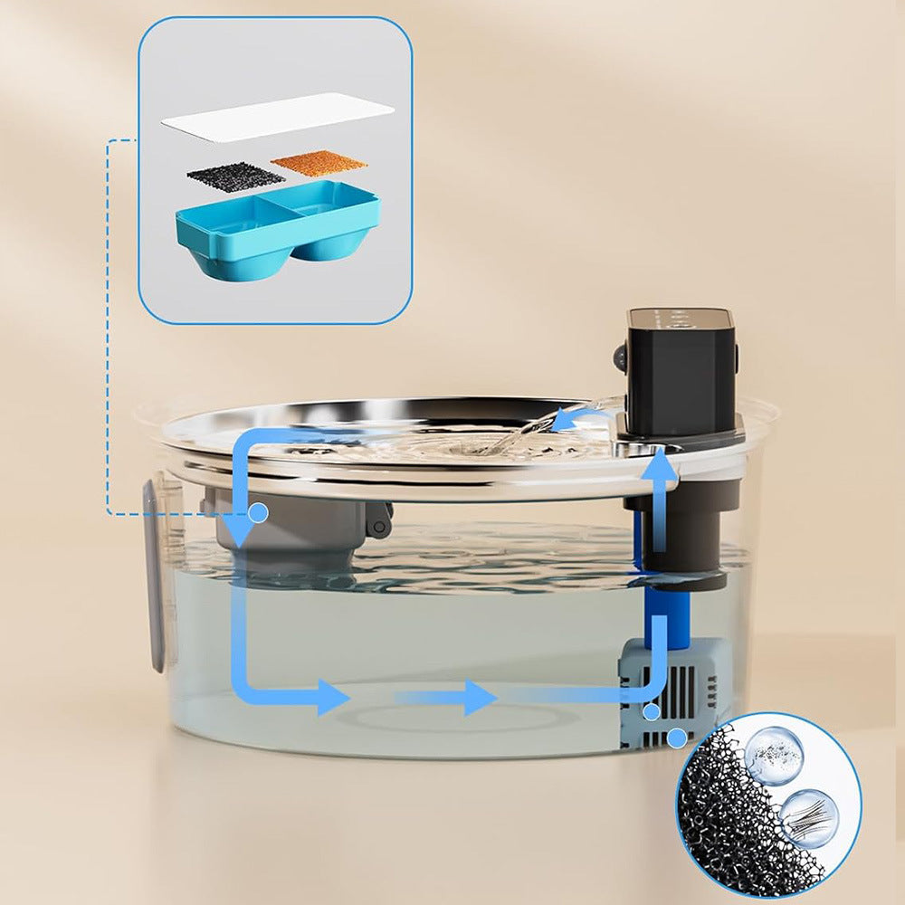 3.2L Wireless Sensor Pet Water Dispenser 304 Stainless Steel Cat Water Feeder Unplugged