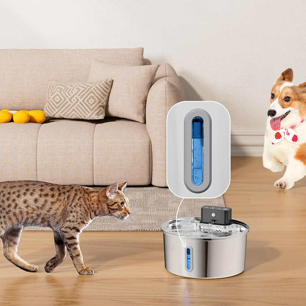 3.2L Wireless Sensor Pet Water Dispenser 304 Stainless Steel Cat Water Feeder Unplugged